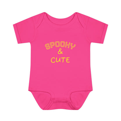 Infant Bodysuit - "Spooky & Cute" Halloween Baby Onesie (Orange)