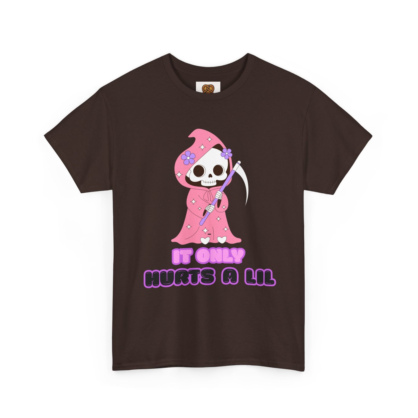 It Only Hurts A Lil Grim Reaper Tee — Cute Goth Skull T-Shirt