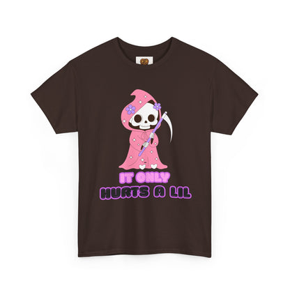 It Only Hurts A Lil Grim Reaper Tee — Cute Goth Skull T-Shirt