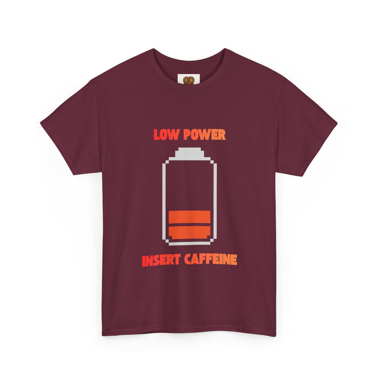 Low Power Insert Caffeine T‑Shirt — Funny Retro Battery Coffee Tee