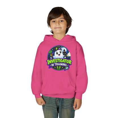 Youth Hoodie — "Investigator in Training" Cute Ghost Detective Kids Pullover