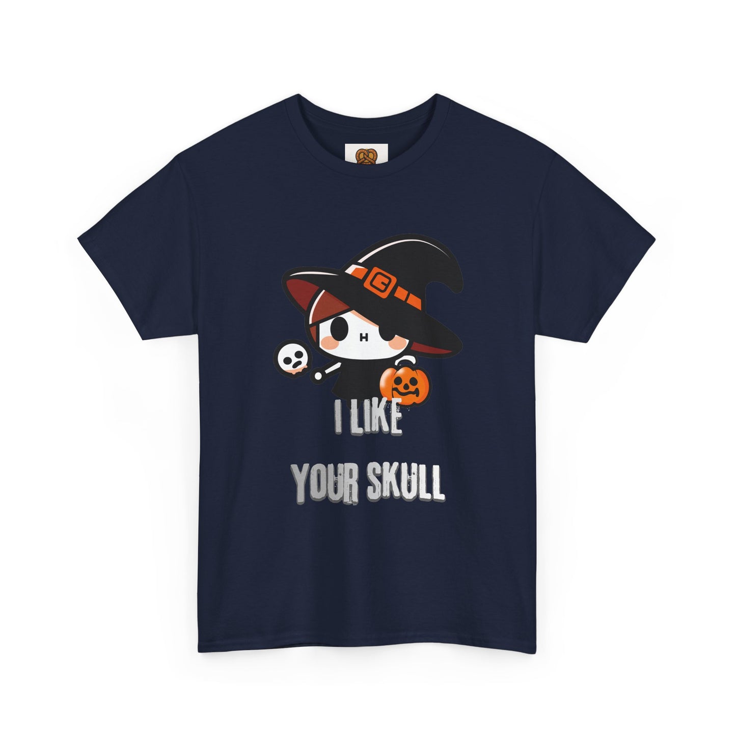 Halloween Witch Skull Tee — "I Like Your Skull" Cute Spooky Graphic T-Shirt
