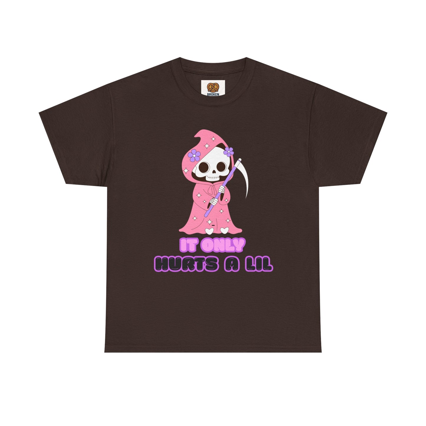 It Only Hurts A Lil Grim Reaper Tee — Cute Goth Skull T-Shirt