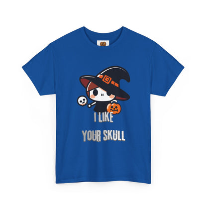 Halloween Witch Skull Tee — "I Like Your Skull" Cute Spooky Graphic T-Shirt
