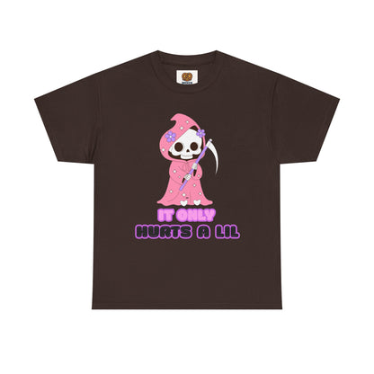 It Only Hurts A Lil Grim Reaper Tee — Cute Goth Skull T-Shirt