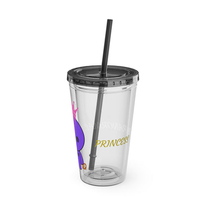 16oz Acrylic Tumbler with Straw — Cute Purple Blue Character 'Paranormal' Drink Cup