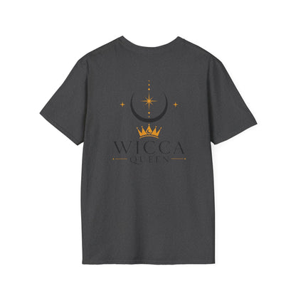 Wicca Queen T-Shirt — Black Cat with Crown & Crescent Moon Pagan Tee