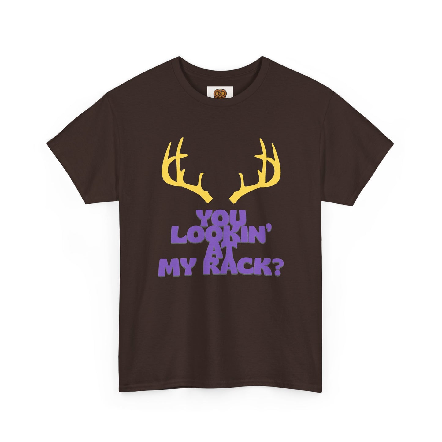 Funny Antler T-Shirt — "You Lookin' at My Rack?" Hunting Humor Tee