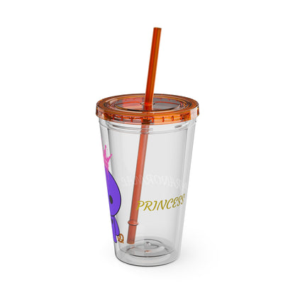 16oz Acrylic Tumbler with Straw — Cute Purple Blue Character 'Paranormal' Drink Cup