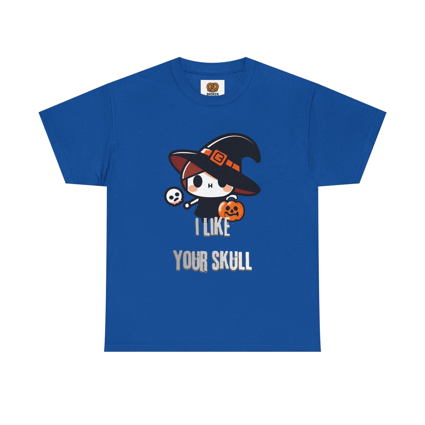 Halloween Witch Skull Tee — "I Like Your Skull" Cute Spooky Graphic T-Shirt