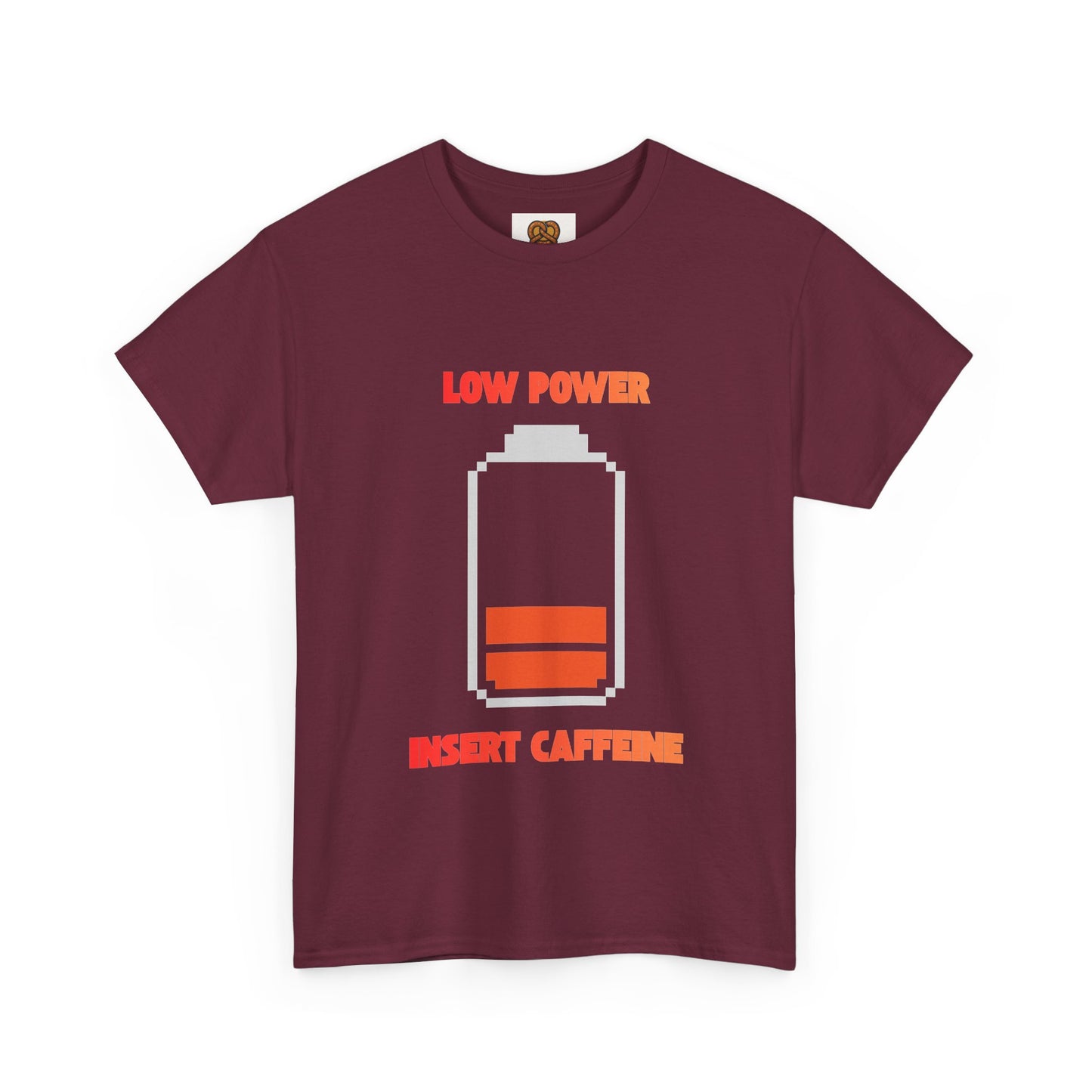 Low Power Insert Caffeine T‑Shirt — Funny Retro Battery Coffee Tee