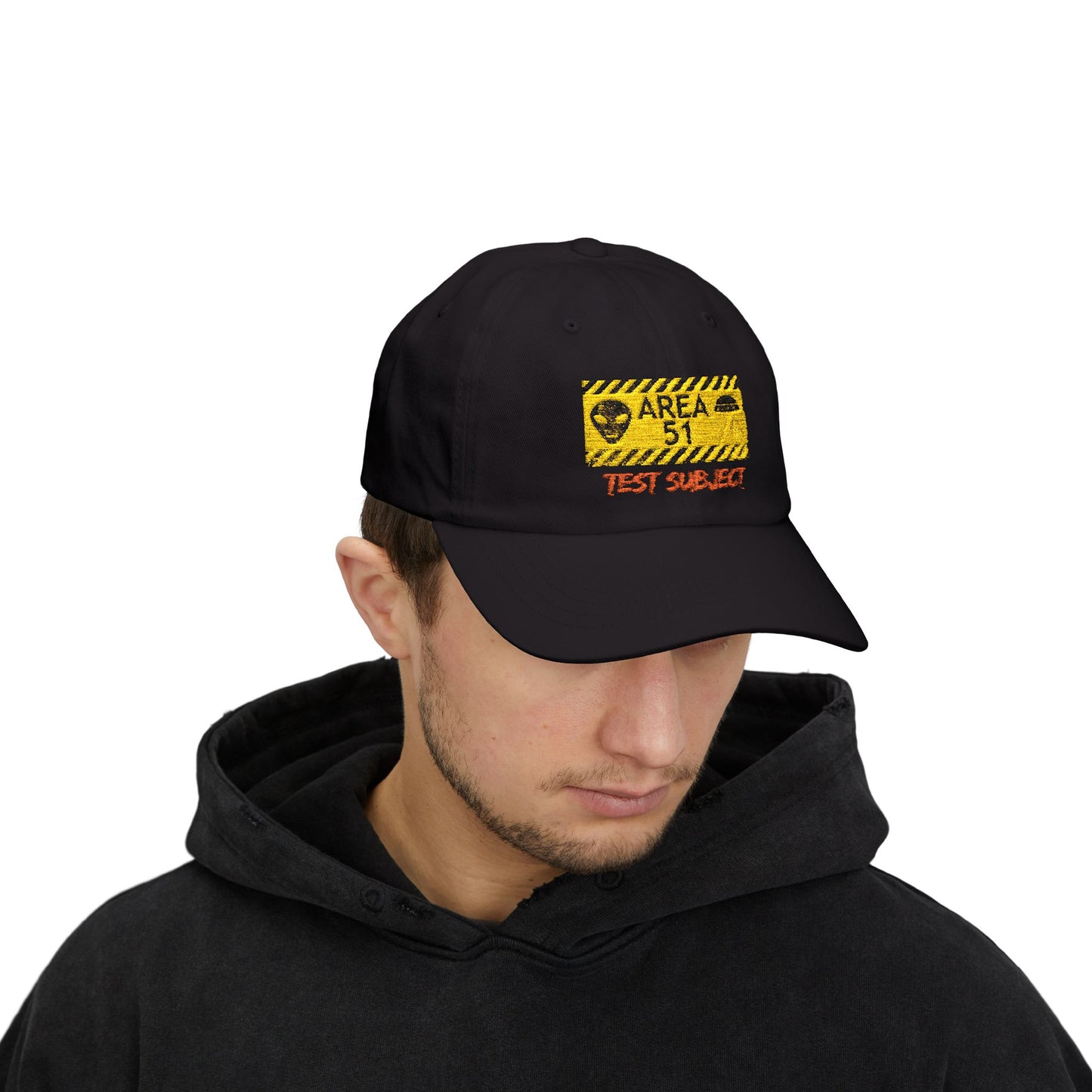 Area 51 'Test Subject' Dad Cap – Alien Warning Embroidered Hat
