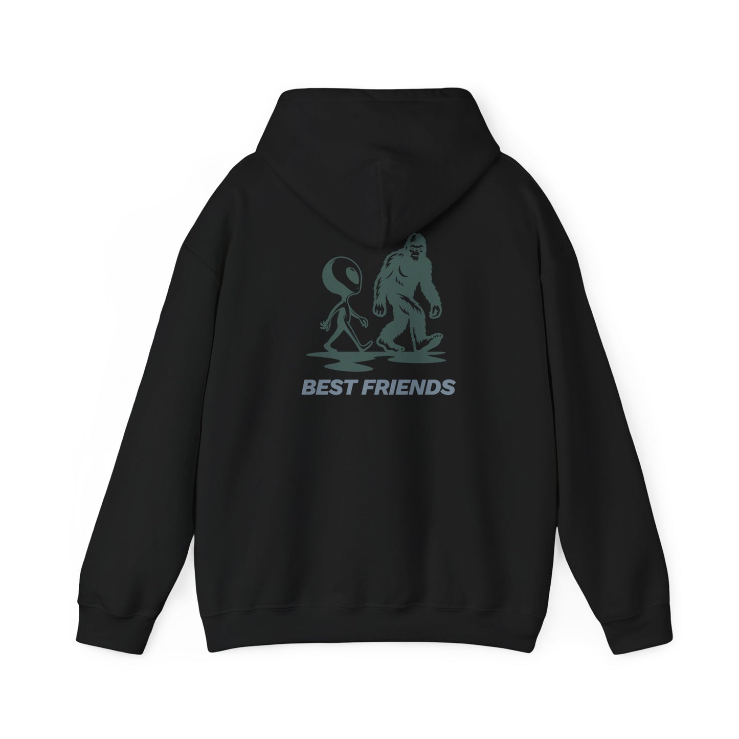 Best Friends Hoodie — Bigfoot & Alien Graphic Pullover