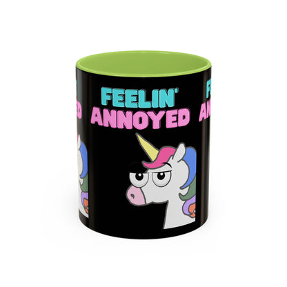 Feelin' Annoyed Unicorn Coffee Mug — Funny Sarcastic Accent Mug (11/15oz)