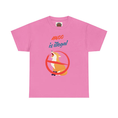 Graphic Tee — "Awoo Is Illegal" Corgi Protest Shirt