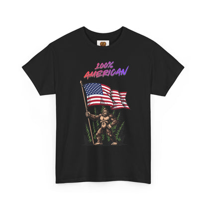 100% American T-Shirt — Retro Patriotic Flag Graphic Tee