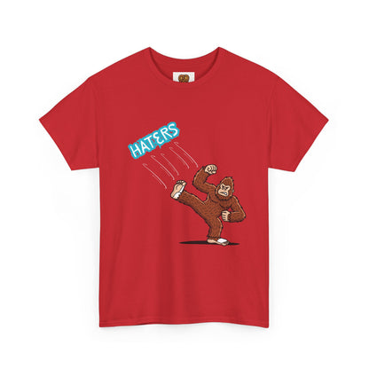 Bigfoot Kicking Haters Tee — Funny Sasquatch Graphic T-Shirt