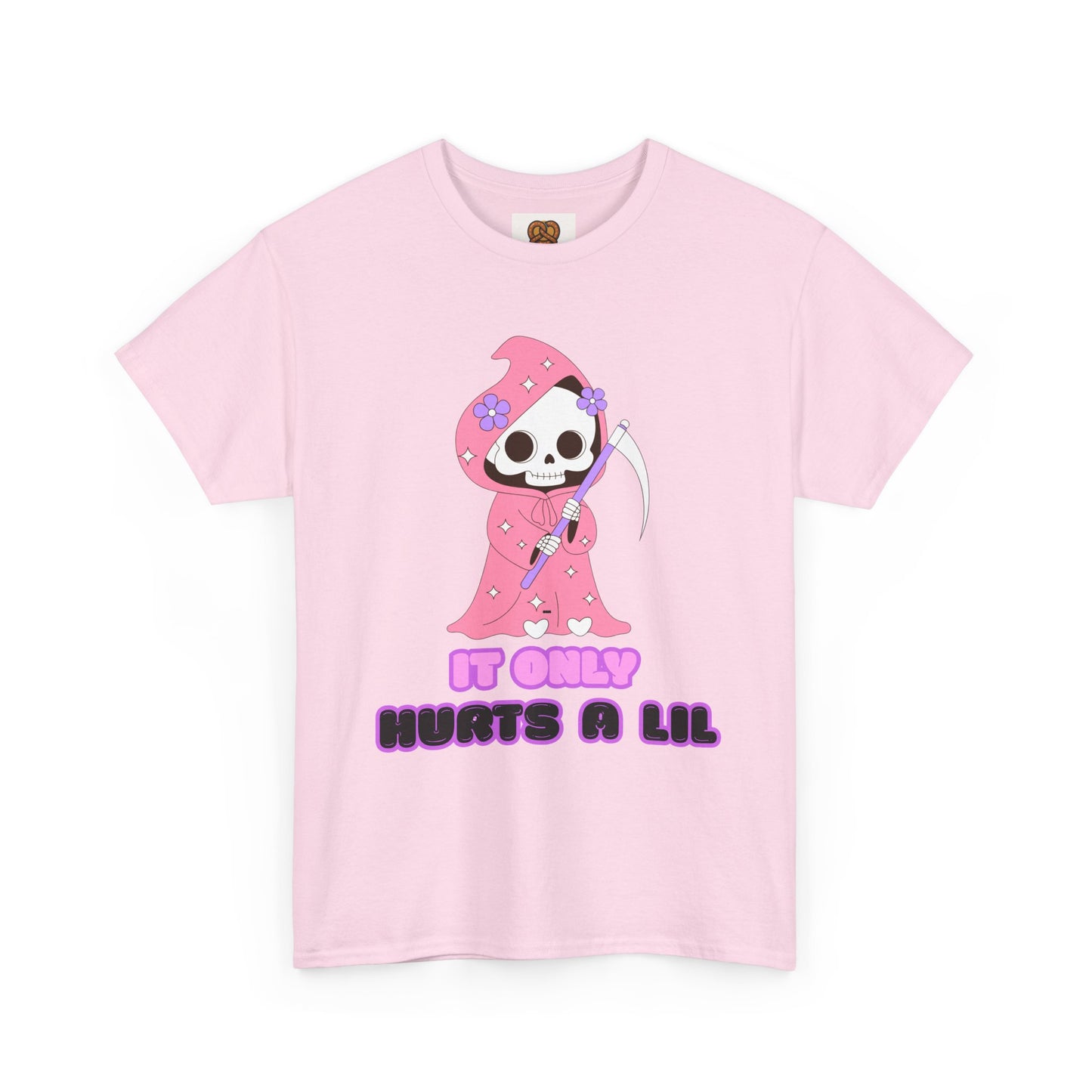 It Only Hurts A Lil Grim Reaper Tee — Cute Goth Skull T-Shirt