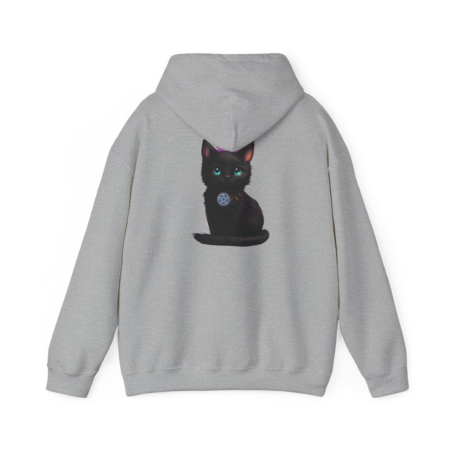 Witchy Cat Hoodie — 'Wicca Queen' Crescent Moon & Black Cat Spiritual Pullover