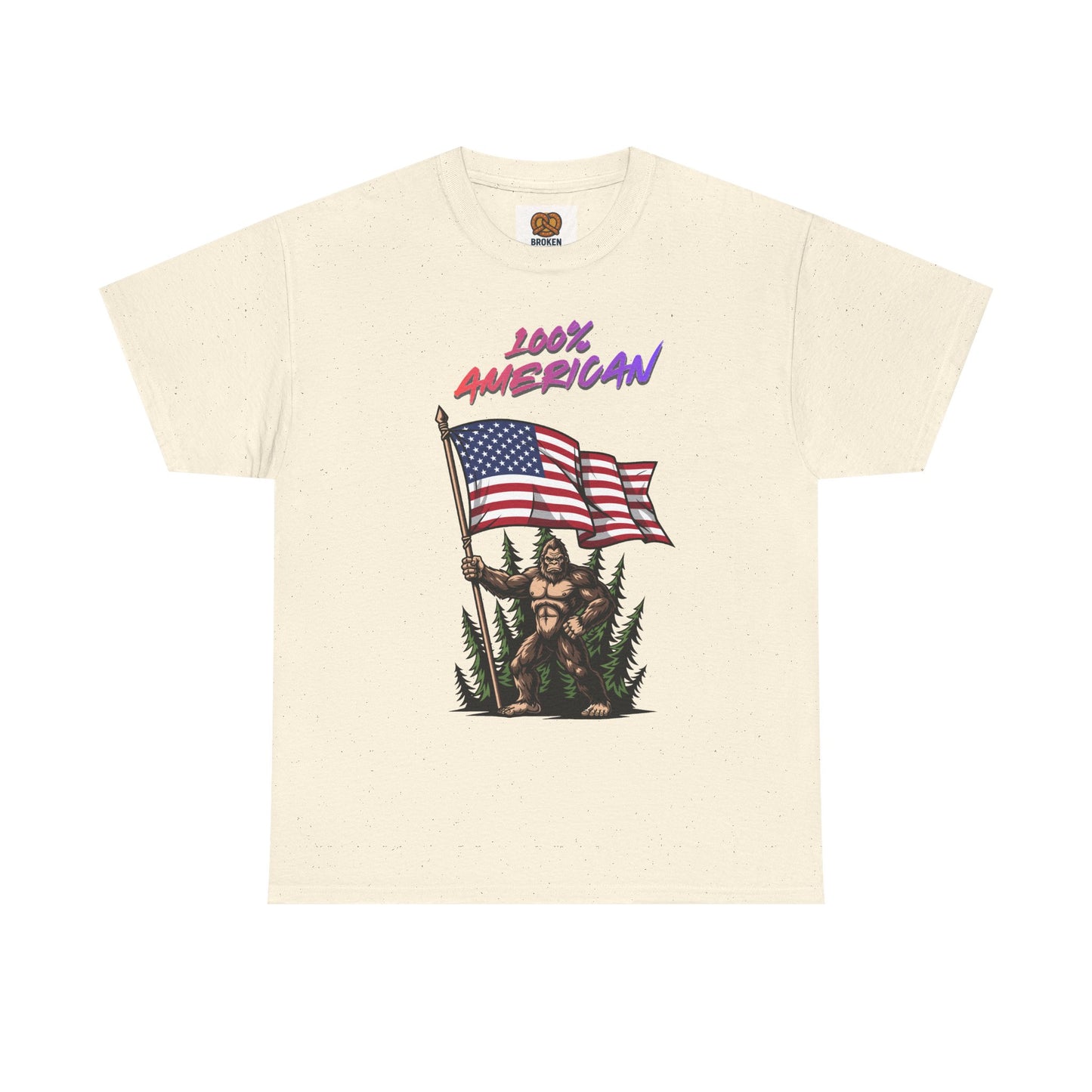 100% American T-Shirt — Retro Patriotic Flag Graphic Tee