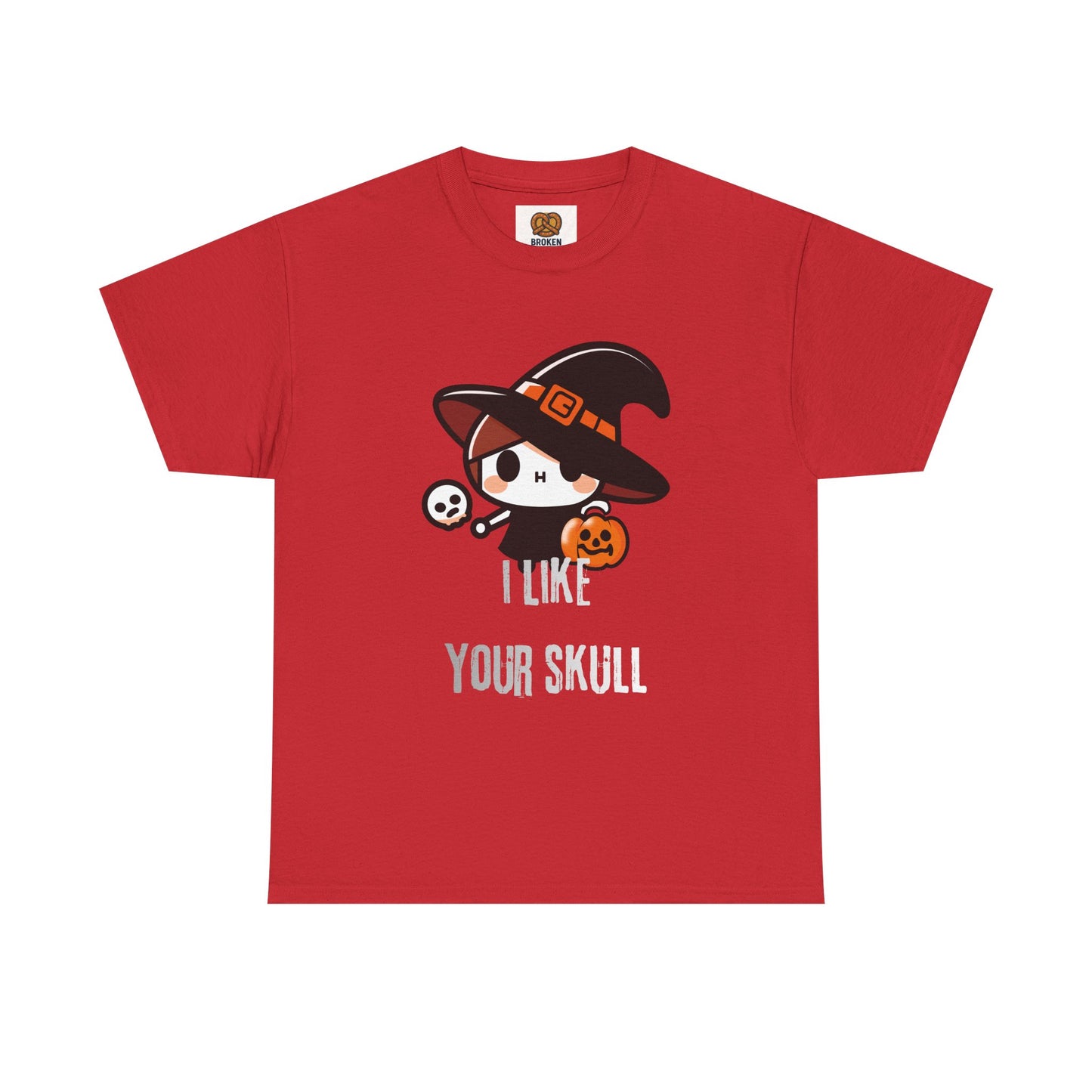 Halloween Witch Skull Tee — "I Like Your Skull" Cute Spooky Graphic T-Shirt