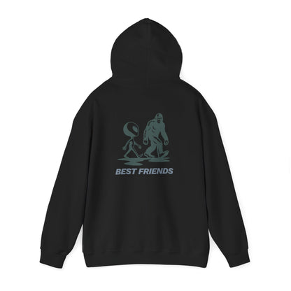 Best Friends Hoodie — Bigfoot & Alien Graphic Pullover