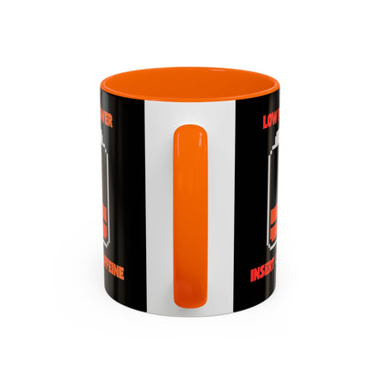 Coffee Mug — "Low Power, Insert Caffeine" Retro Battery Design