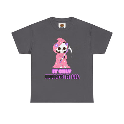 It Only Hurts A Lil Grim Reaper Tee — Cute Goth Skull T-Shirt