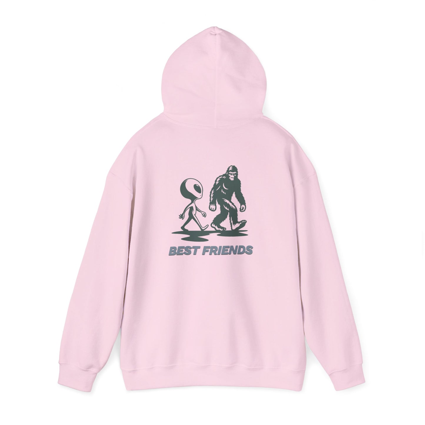 Best Friends Hoodie — Bigfoot & Alien Graphic Pullover