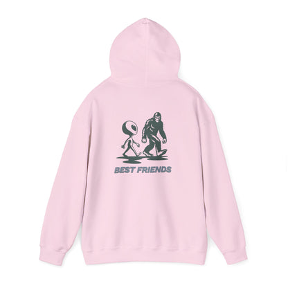Best Friends Hoodie — Bigfoot & Alien Graphic Pullover