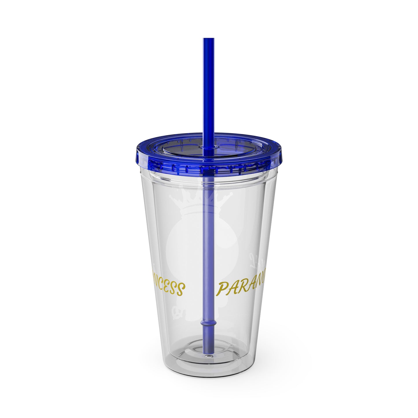 16oz Acrylic Tumbler with Straw — Cute Purple Blue Character 'Paranormal' Drink Cup