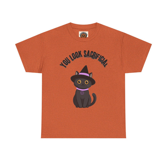 You Look Sacrificial Black Cat Halloween T-Shirt — Cute Witch Cat Tee for Halloween