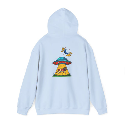 Alien UFO Abduction Hoodie — Colorful Retro Spaceship Graphic