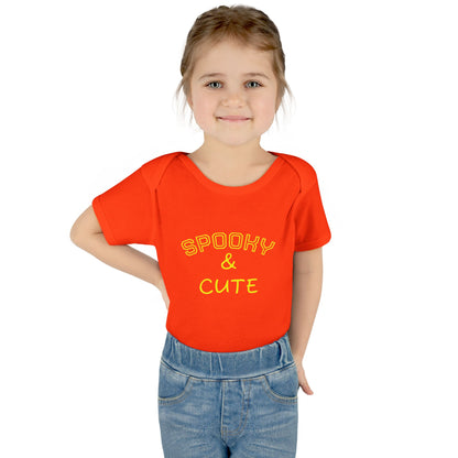 Infant Bodysuit - "Spooky & Cute" Halloween Baby Onesie (Orange)