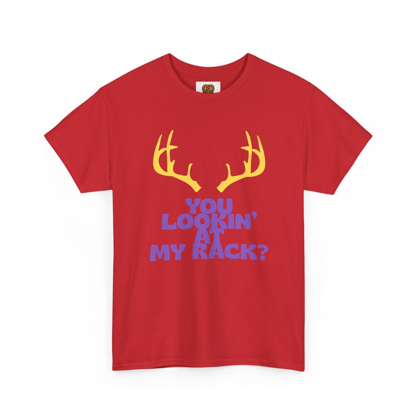 Funny Antler T-Shirt — "You Lookin' at My Rack?" Hunting Humor Tee