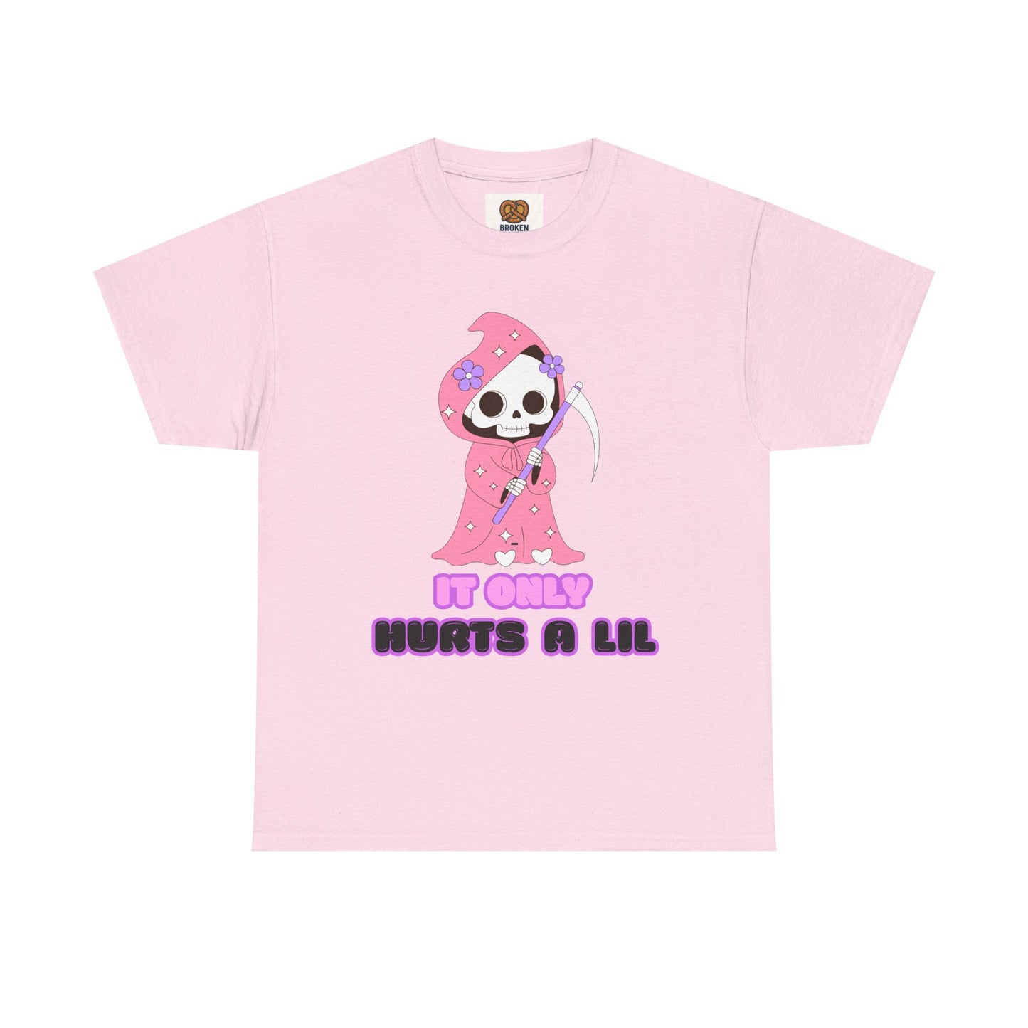 It Only Hurts A Lil Grim Reaper Tee — Cute Goth Skull T-Shirt