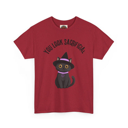 You Look Sacrificial Black Cat Halloween T-Shirt — Cute Witch Cat Tee for Halloween