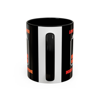 Coffee Mug — "Low Power, Insert Caffeine" Retro Battery Design