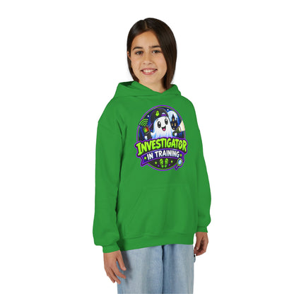 Youth Hoodie — "Investigator in Training" Cute Ghost Detective Kids Pullover