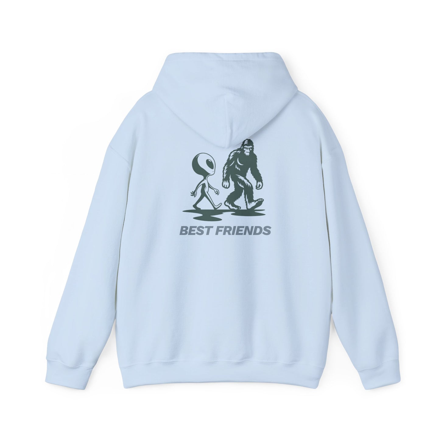 Best Friends Hoodie — Bigfoot & Alien Graphic Pullover