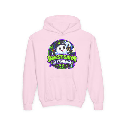 Youth Hoodie — "Investigator in Training" Cute Ghost Detective Kids Pullover