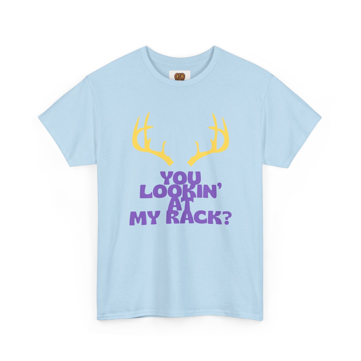 Funny Antler T-Shirt — "You Lookin' at My Rack?" Hunting Humor Tee