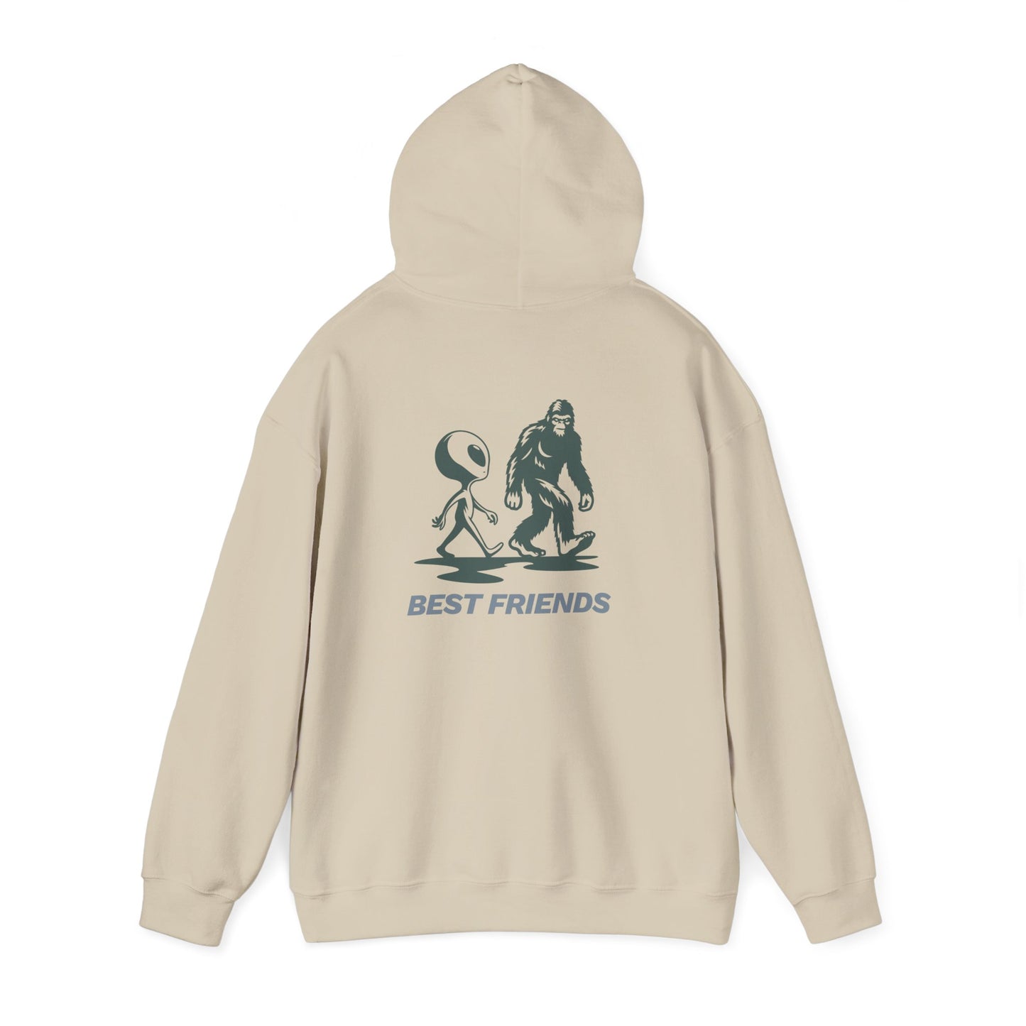 Best Friends Hoodie — Bigfoot & Alien Graphic Pullover