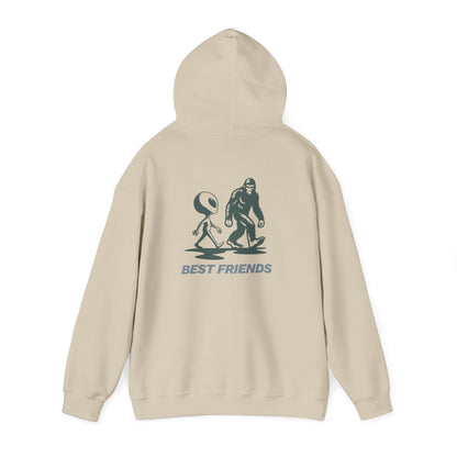 Best Friends Hoodie — Bigfoot & Alien Graphic Pullover