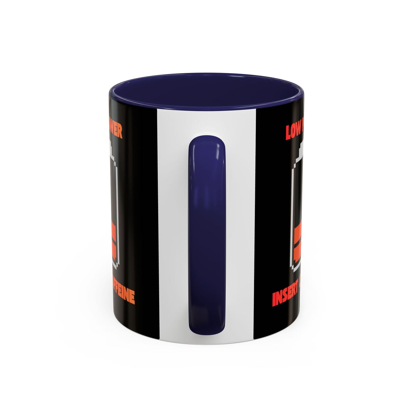Coffee Mug — "Low Power, Insert Caffeine" Retro Battery Design
