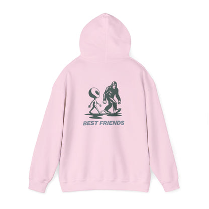 Best Friends Hoodie — Bigfoot & Alien Graphic Pullover