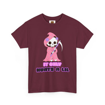 It Only Hurts A Lil Grim Reaper Tee — Cute Goth Skull T-Shirt