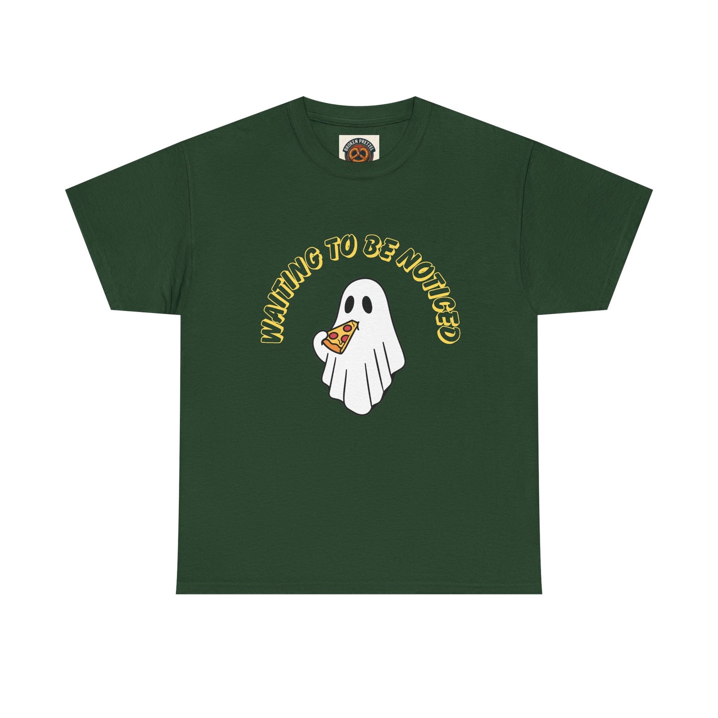 Ghost Holding Pizza "Waiting to Be Noticed" T‑Shirt