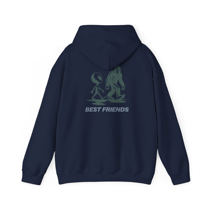 Best Friends Hoodie — Bigfoot & Alien Graphic Pullover