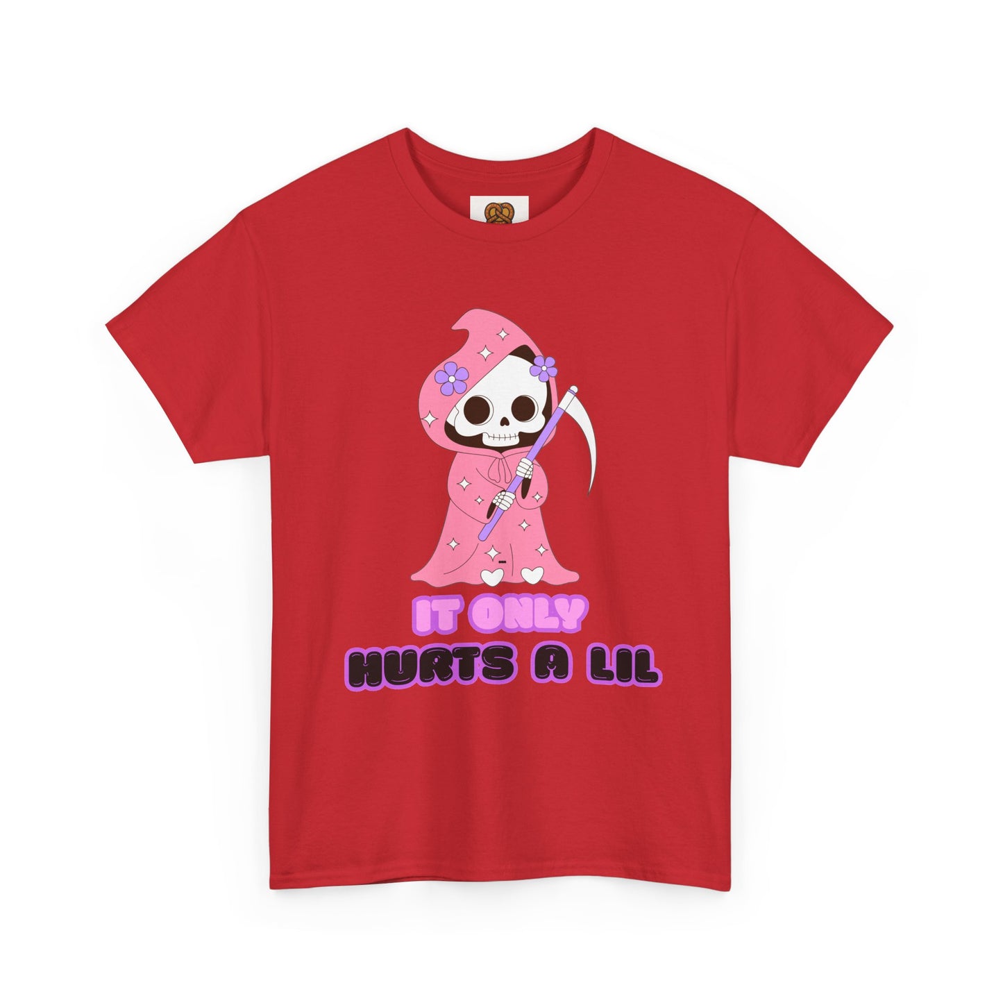 It Only Hurts A Lil Grim Reaper Tee — Cute Goth Skull T-Shirt